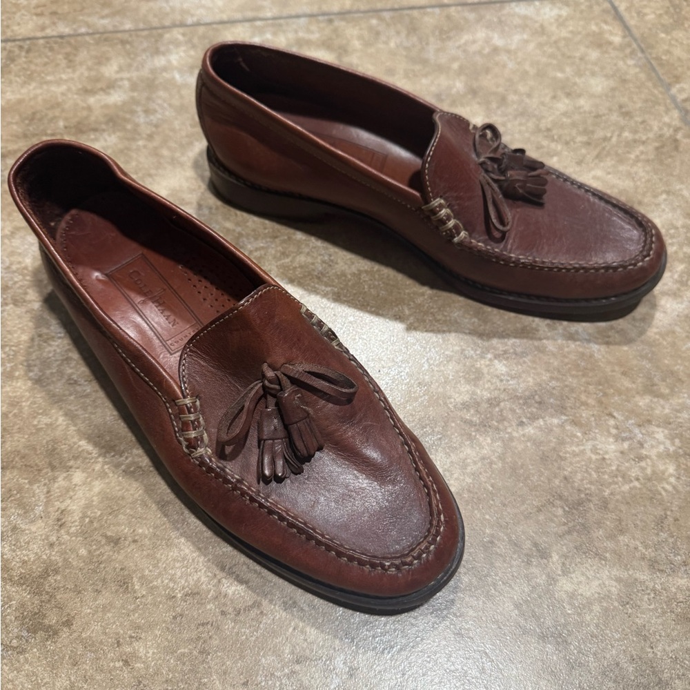 Brown Leather Tassel Loafers